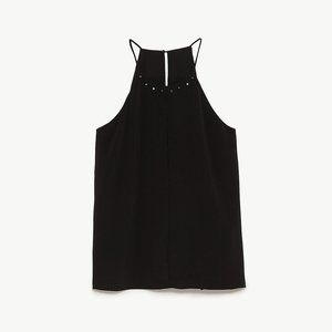 NWOT Zara Black Studded Halterneck Top